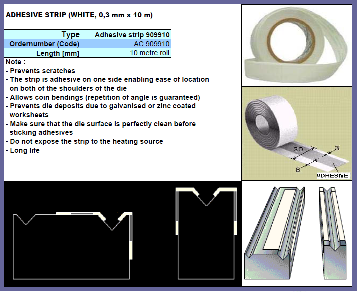 ADHESIVE STRIP WHITE T0.3 IN 10m ROLLS