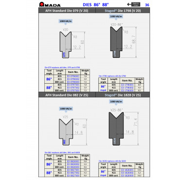 STAGED DIE V25 R3.0 H71.4 86° (Sect. 800) AMANIT