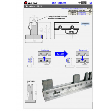 DIE HOLDER 0815 FOR 1V DIES H51.5 L840