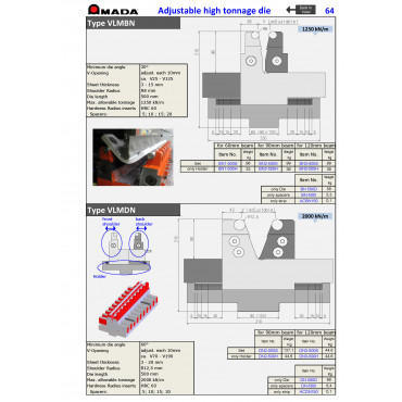 ADJUSTABLE DIE V25-125 L500